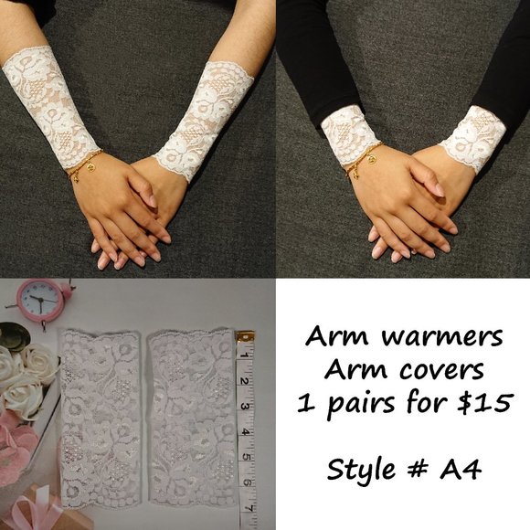 Lace fingerless evening gloves, Arm warmers, Arm Covers, Sleeve Extender - Picture 5 of 7